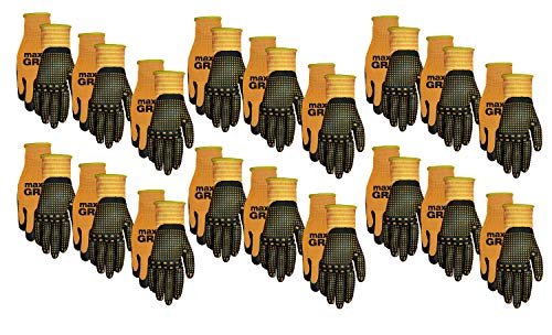 Midwest Gloves  Gear 94P18LX00 Max Grip Packs 18 Pairs Mens OrangeLARGE