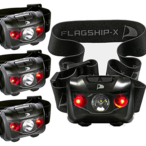 Insane Sale 4-Pack Flagship-X Waterproof CREE LED Camping Headlamp Flashlight For Running Black