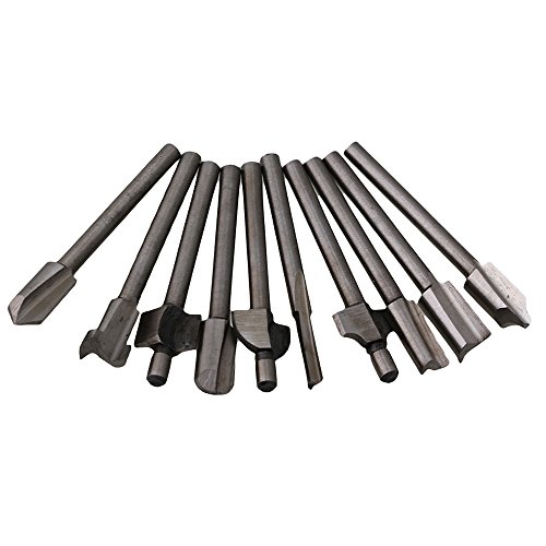 BQLZR Pack of 10 Silver 18 Shank HSS Titanium Router Carbide Engraving Bits Bits Fit Foredom Rotary Tool Set