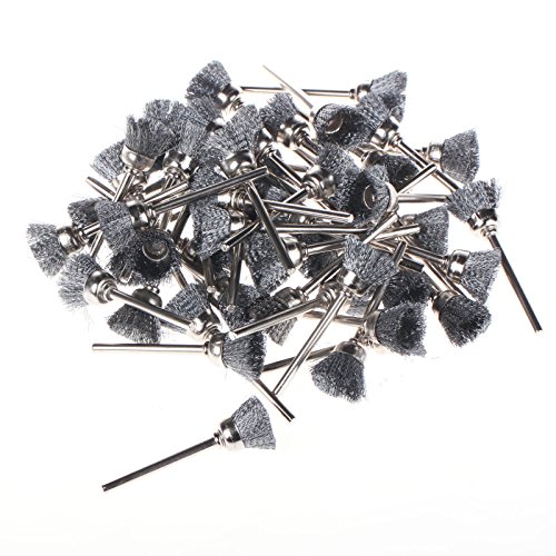 ZFE 15mm Steel Wire brushes Wheel For Dremel Foredom Rotary Tools-235mm shank Pack of 100Pcs