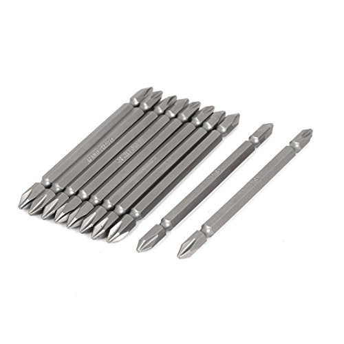 uxcell Double End Magnetic PH2 Phillips Screwdriver Bit 100mm Long Gray 10pcs