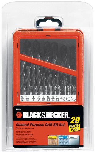 Black Decker 15575 29 Piece Twist Drill Bit Assortment with Metal Index
