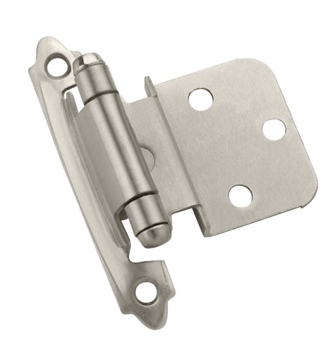 Amerock BP3428G10 Self-Closing Face Mount Hinge with 38in10mm Inset - Satin Nickel - 2 Pack