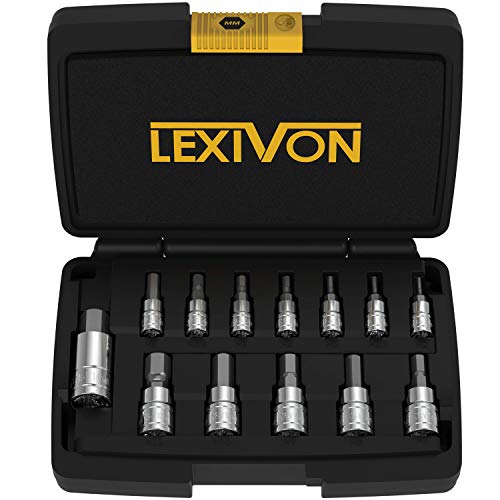 LEXIVON HEX Bit Socket Set Premium S2 Alloy Steel  13Piece Metric 2mm  14mm Set  Enhanced Storage Case (LX141)